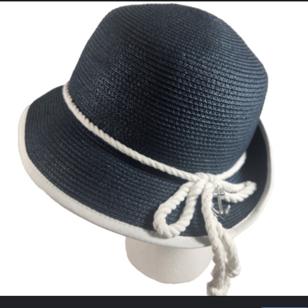 Scala Paper Straw Bucket Hat With Rope Trim - image 1